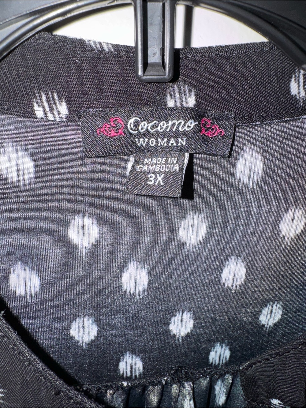 Cocomo Black Blouse with White Polka Dot Print - Picture 3 of 3